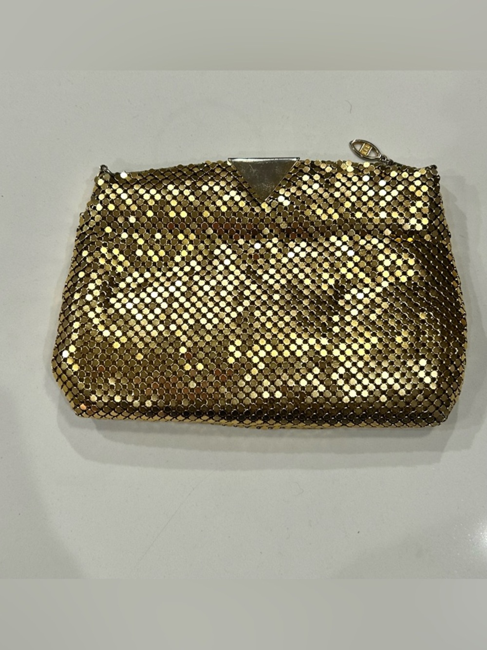 Vintage elka Gold Mesh Evening purse Clutch crossbody strap disco sleaze indie